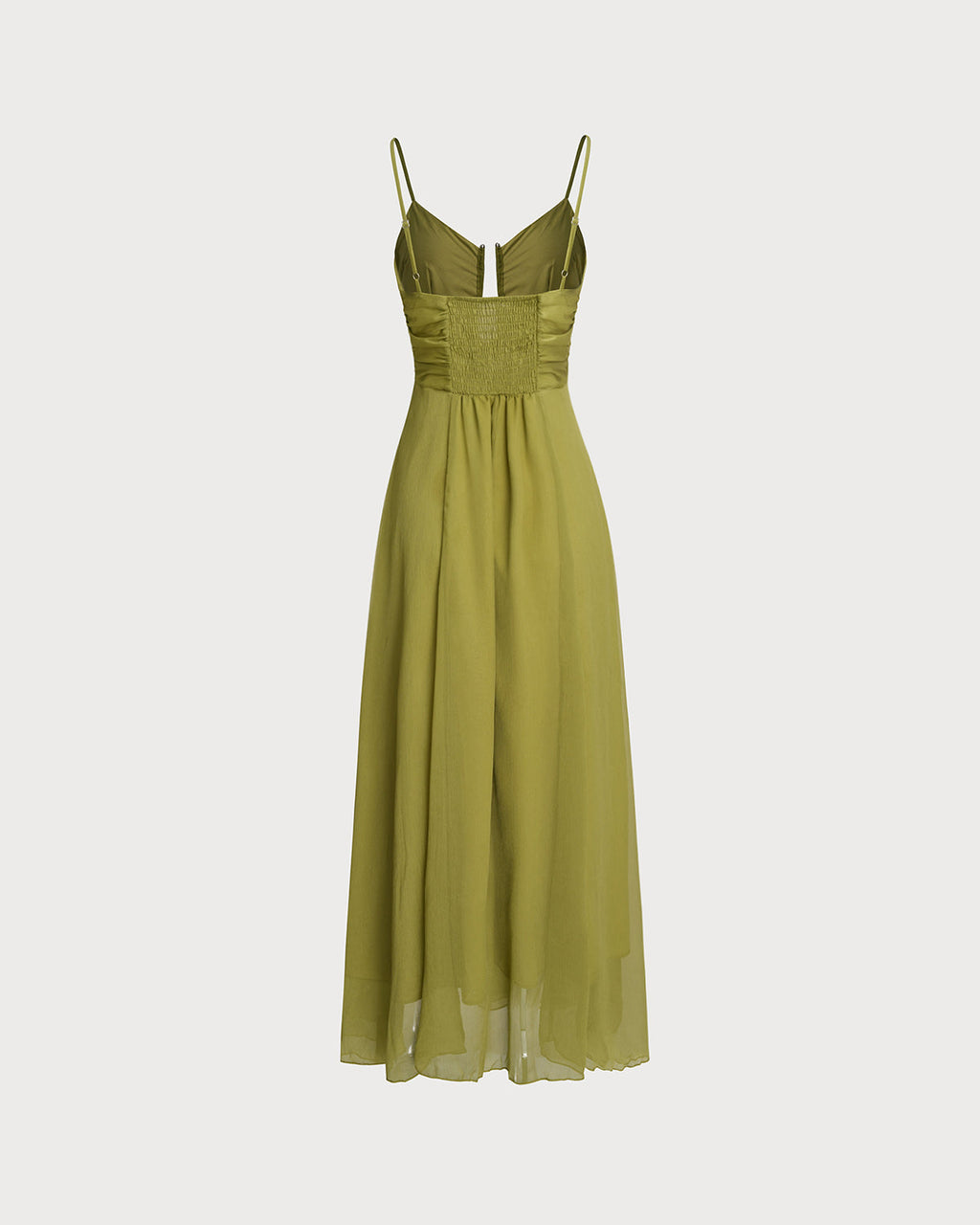 Vestido Maxi Verde Fruncido Lencero