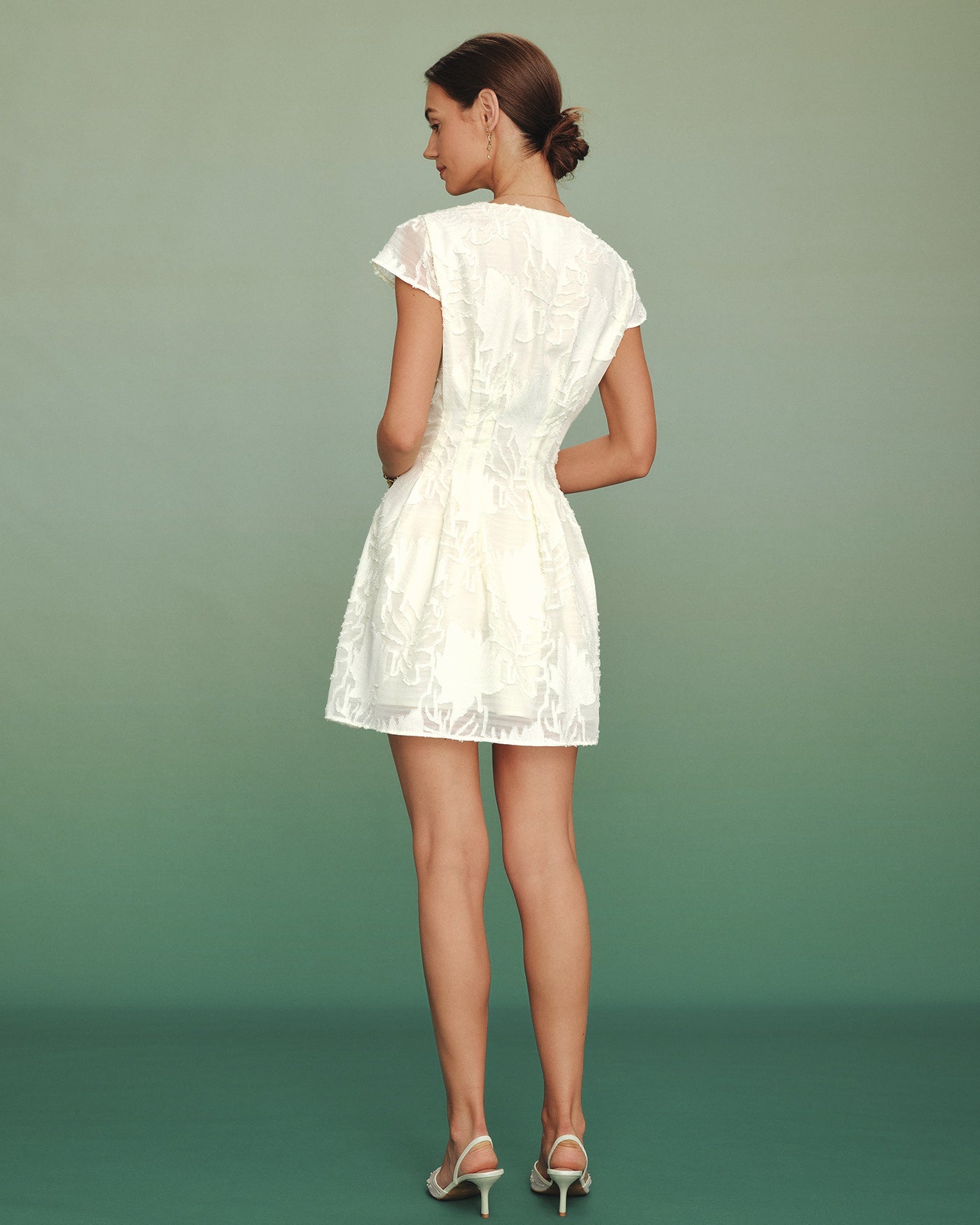Vestido Mini Albaricoque Cuello V Texturizado