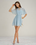 Vestido Mini Azul Escote Corazón Gasa