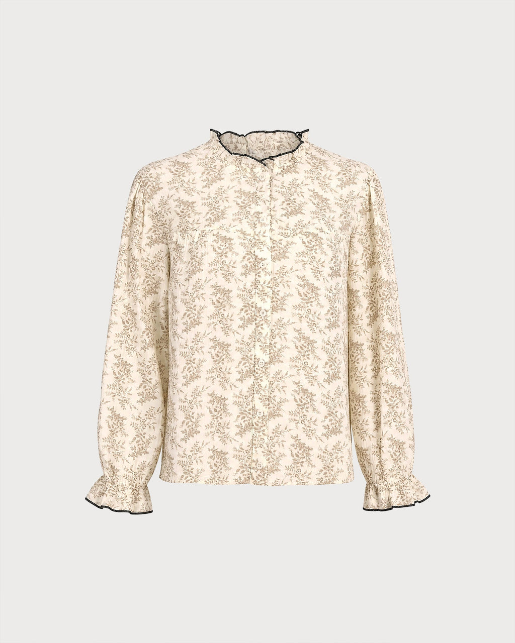 Camisa Albaricoque Manga Poeta Floral