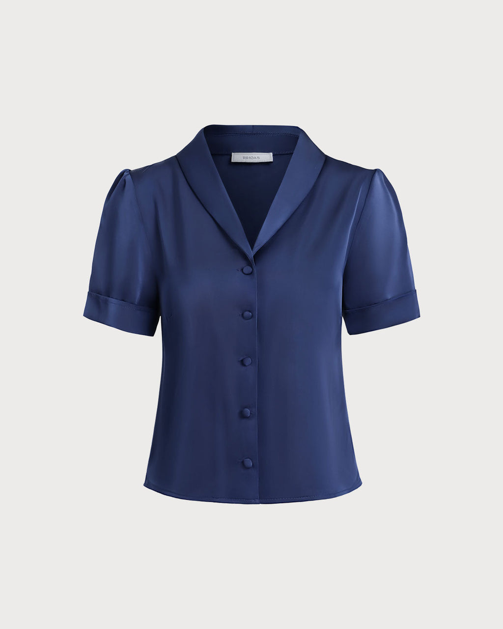 Blusa Azul Marino Satén Botones