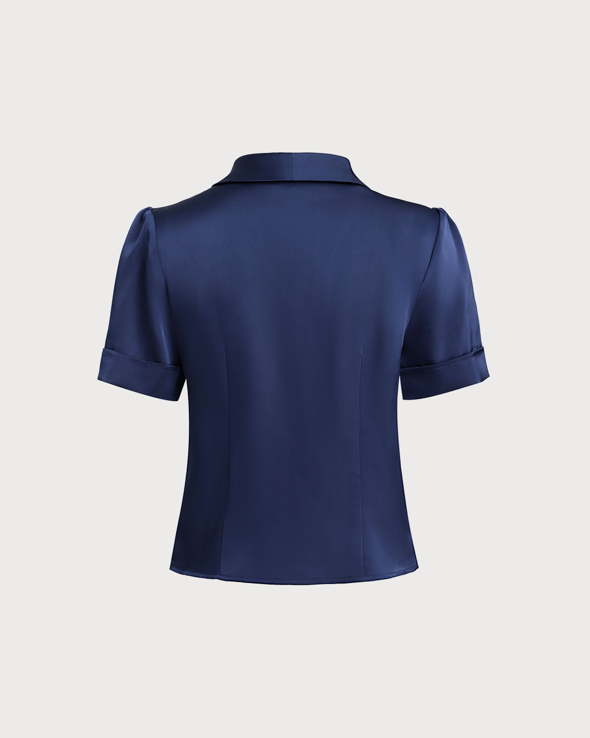 Blusa Azul Marino Satén Botones