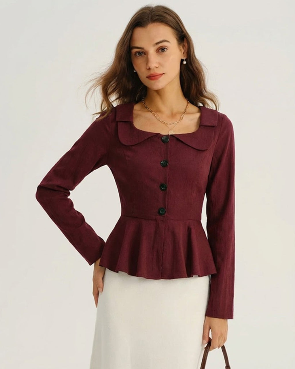 Blusa Rojo Ladrillo Cuello Cuadrado Viscosa