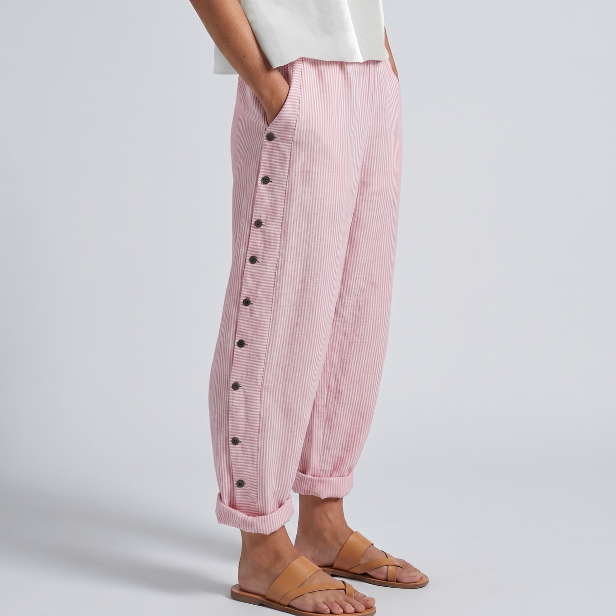 Tess | Pantalón de Rayas con Panel de Botones