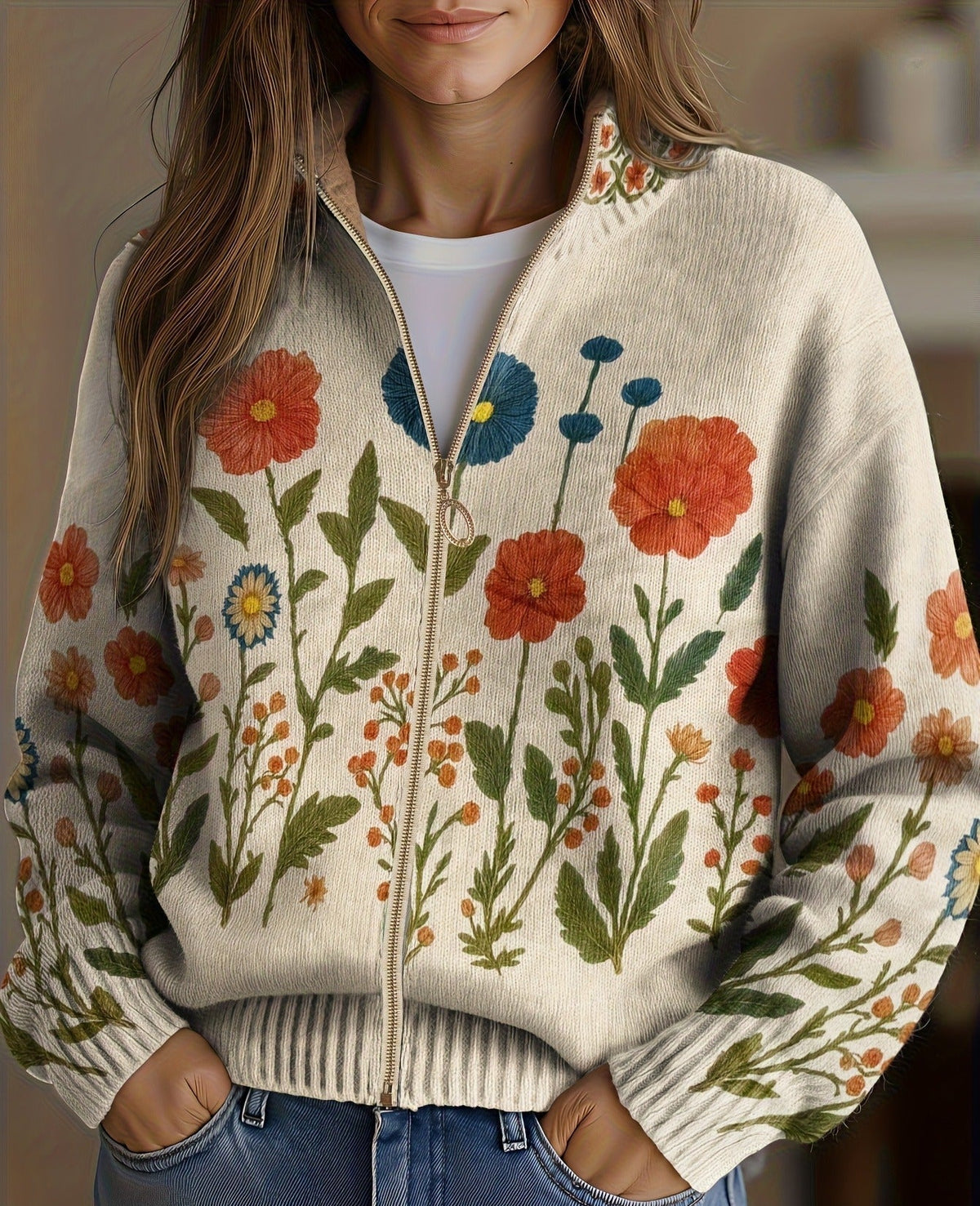 Wrenna™ | Rebeca con Cremallera Pradera de Flores Silvestres