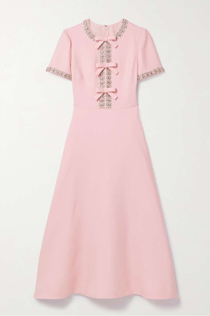 Aria™ | Vestido Midi con Lazo y Adornos de Cristal